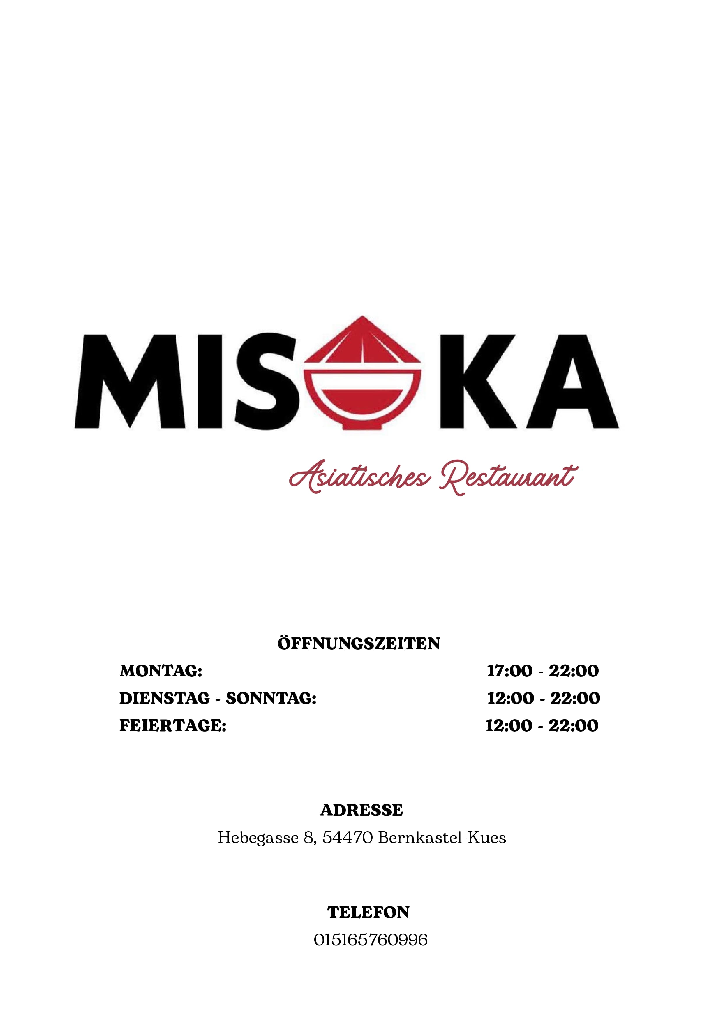 Speisekarte – Seite 1